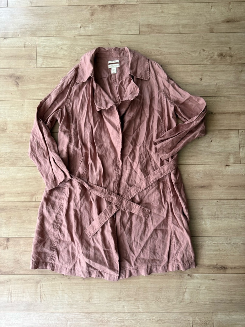 Cynthia Rowley 100% Linen Blush Wrap Dress Coat Jacket Womens XL